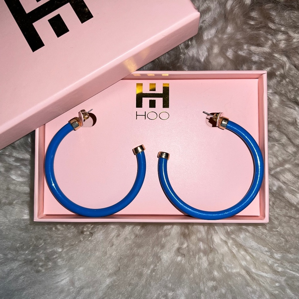 Hoo Hoops 2" Hoop Earrings - True Blue